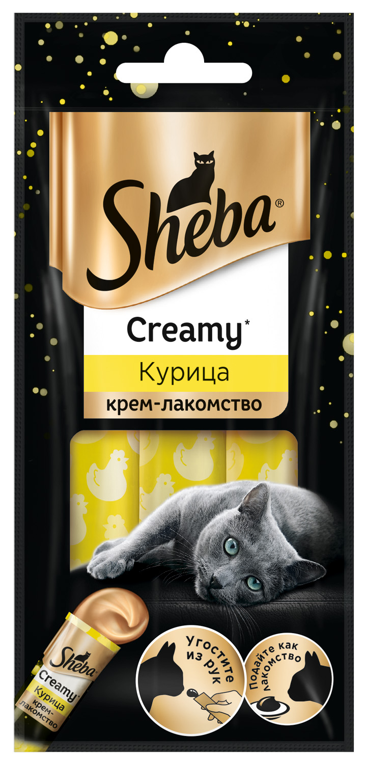 фото Лакомство для кошек sheba creamy с курицей, 3 шт по 12 г