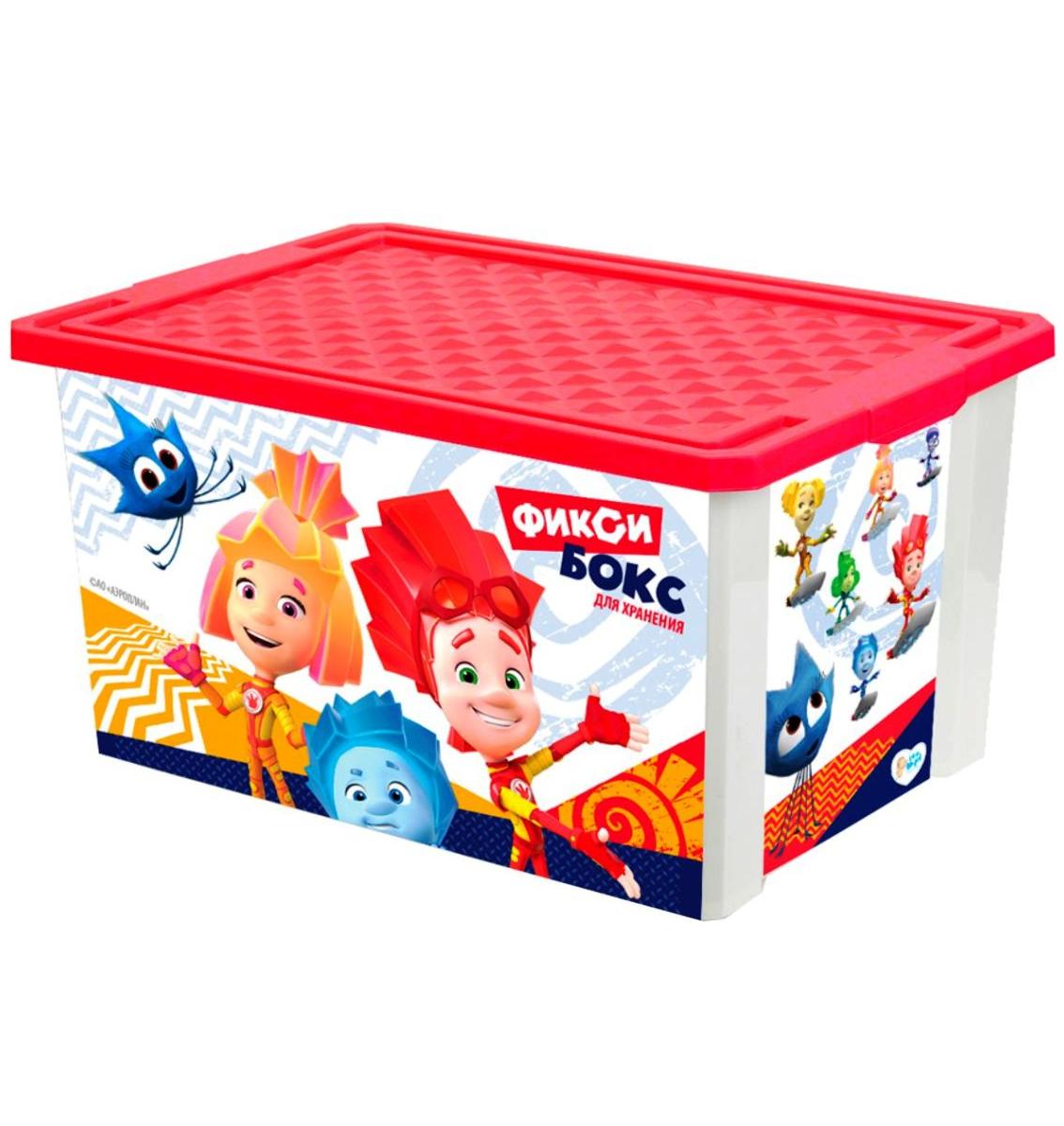 фото Детский ящик для хранения игрушек на колесиках "фиксики", 57 л, красный little angel