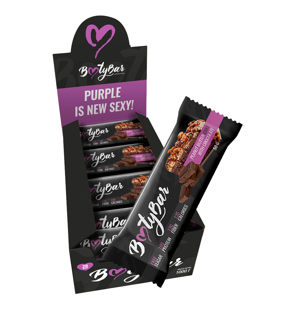 

Батончик BootyBar Protein Bar 20 50 г, 20 шт., арахисовый торт в шоколаде, Protein Bar 20