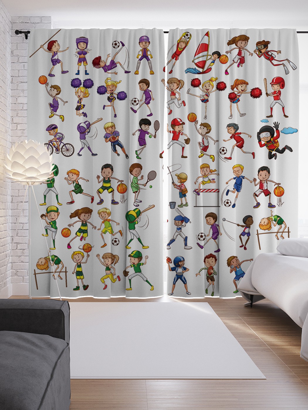 фото Шторы с фотопечатью "спортивные трюки" из сатена, 290х265 см joyarty