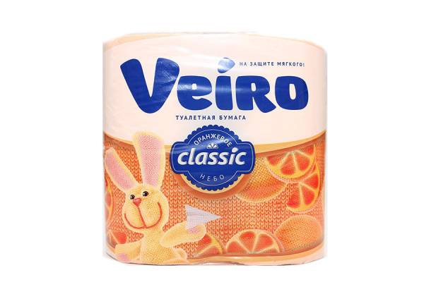 Купить Туалетная бумага VEIRO Classic 4 рулона 2-слойная желтая