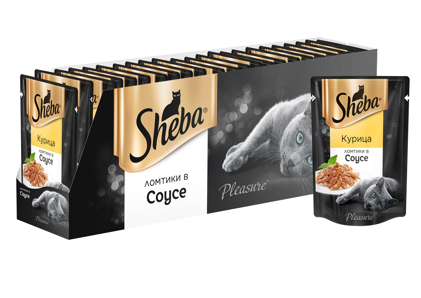 фото Влажный корм для кошек sheba pleasure, ломтики в соусе, курица, 24 шт. по 85 г