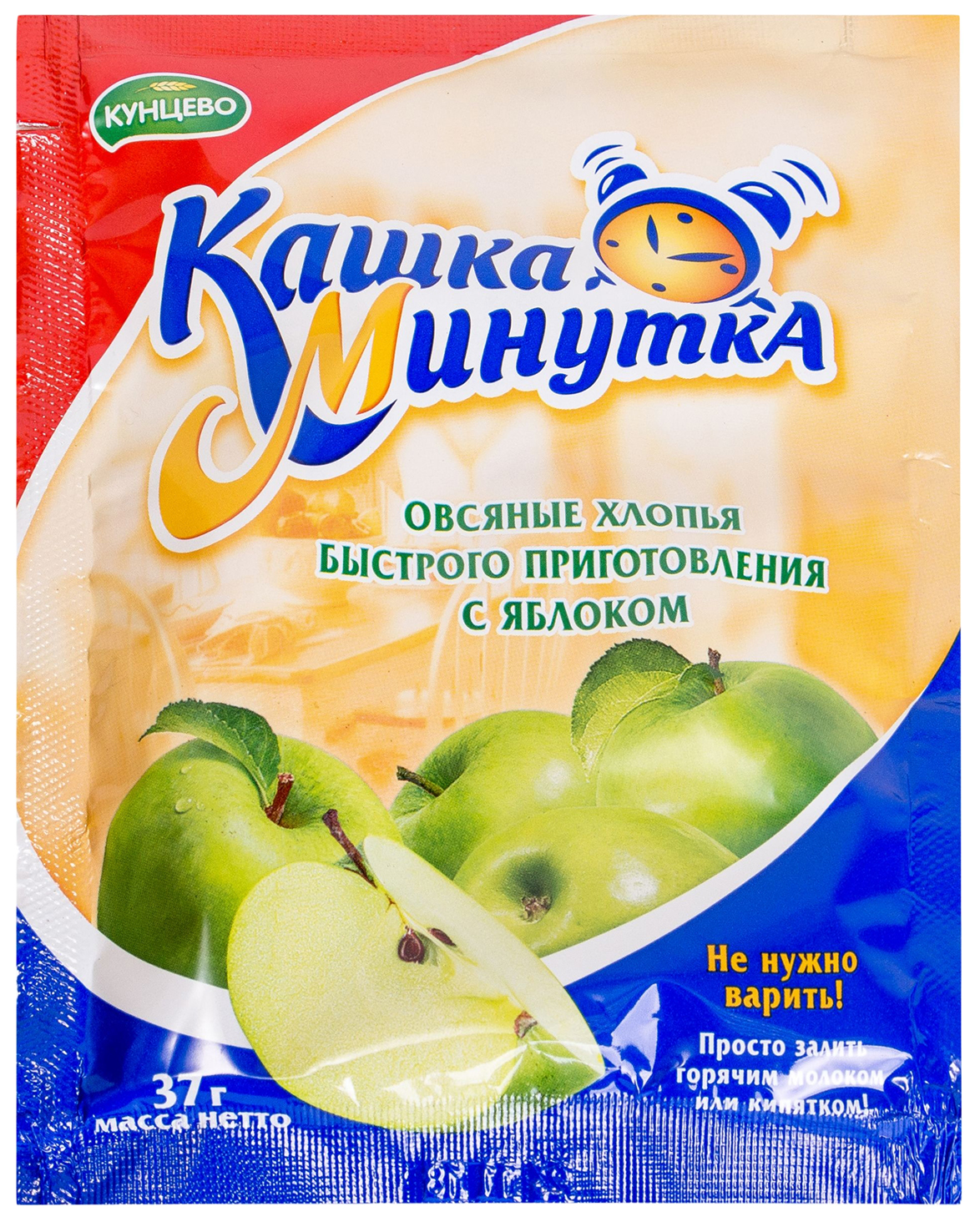 

Хлопья овсяные Кунцево кашка минутка б/п яблоко 37 г