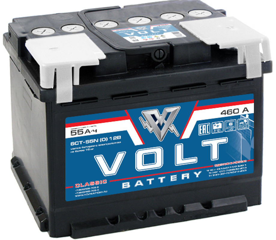 Аккумулятор автомобильный VOLT CLASSIC 6СТ-55.0 VC5501