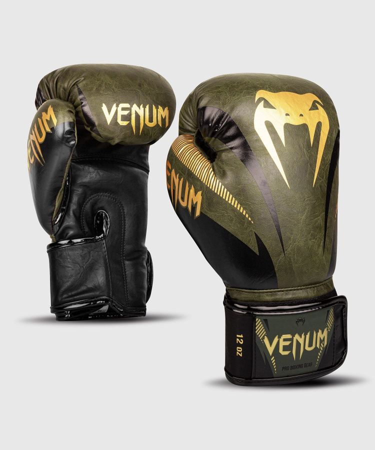 Боксерские перчатки Venum Impact хаки/золотые, 10 унций