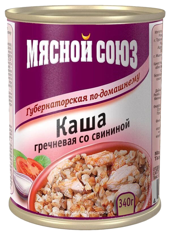 фото Каша гречневая мясной союз ту со свининой 340 г