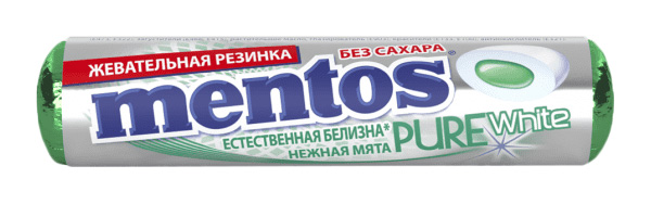 фото Жевательная резинка mentos пьюр вайт нежная мята 15.5 г