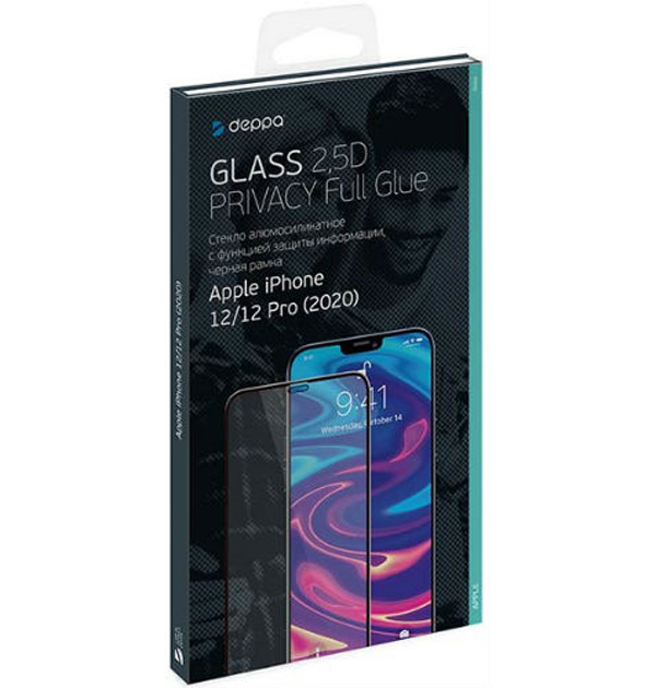 

Защитное стекло Deppa Privacy 2.5D Full Glue iPhone 12/12 Pro (62707), Privacy 2.5D Full Glue iPhone 12/12 Pro (62707)