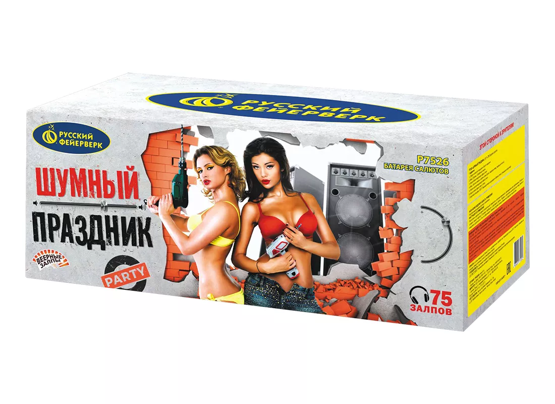 

Батарея салютов Русский Фейерверк Шумный праздник Р7526 75 залпов, Шумный праздник