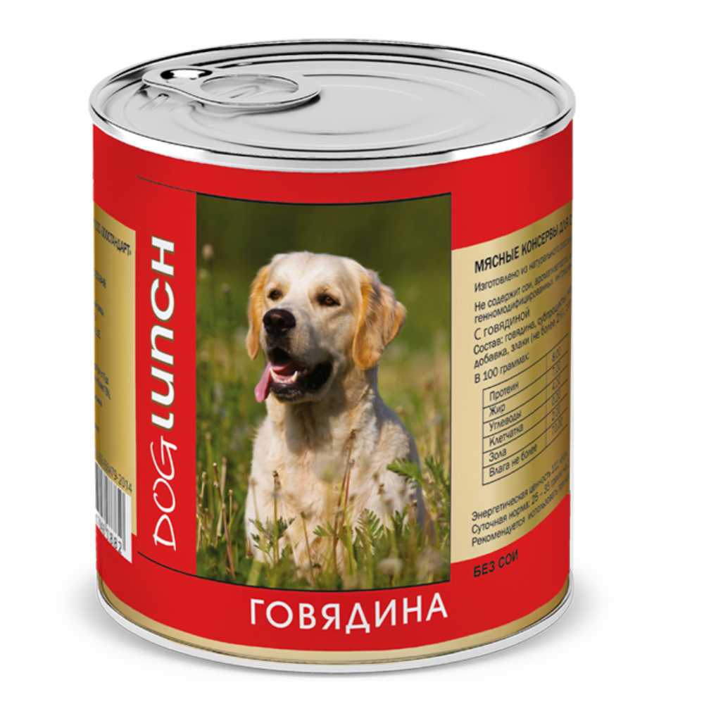 фото Консервы для собак dog lunch, говядина, 750г