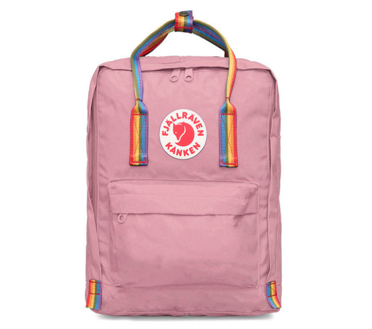 фото Рюкзак женский fjallraven kanken classic розовый с радужными ручками