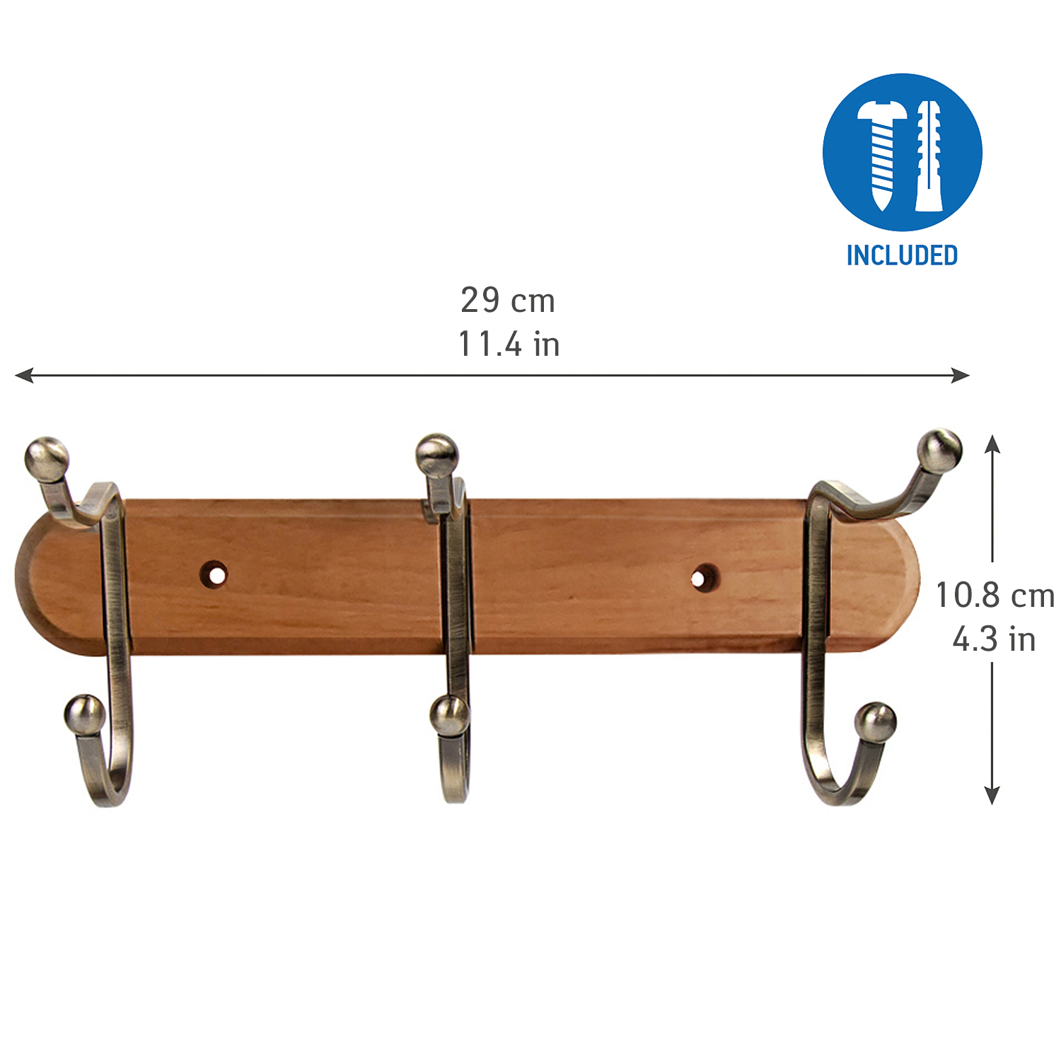 

Прочная планка Tatkraft 10918 CHARM с 3 крючками,бежевая