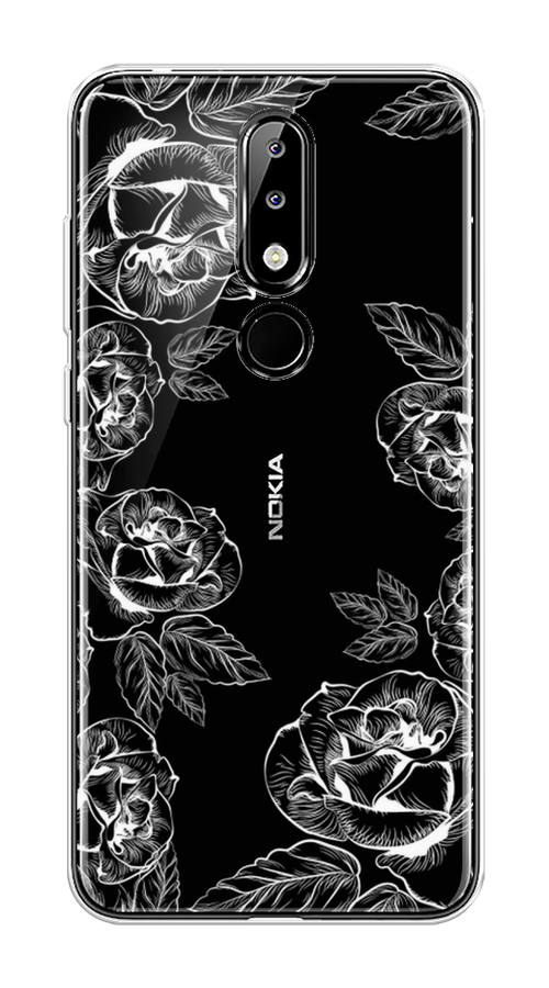 

Чехол на Nokia 5.1 Plus (X5) "Розы графика", Черный;серый, 121950-2