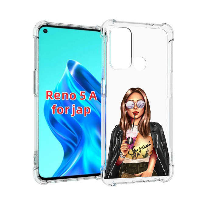 

Чехол MyPads девушка-с-фиолетовым-коктейлем женский для Oppo Reno 5A, Прозрачный, Tocco