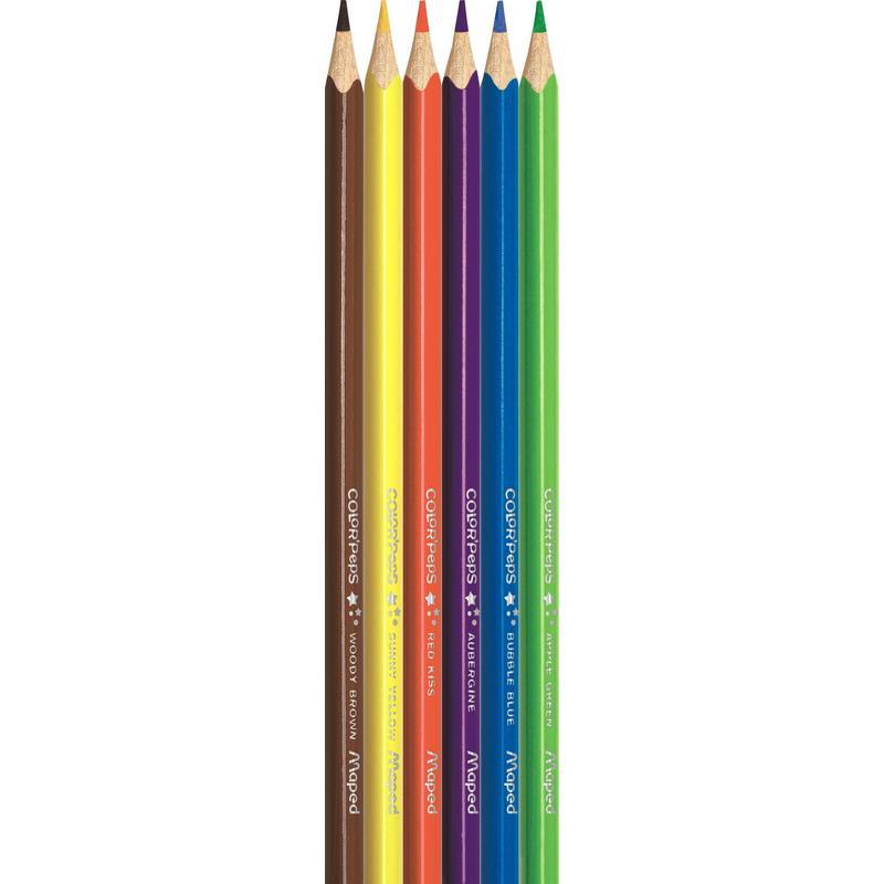Карандаши цветные 6 цветов Maped Color'Peps (L=175мм, D=7мм, d=2,9мм, 3гр), 24 уп