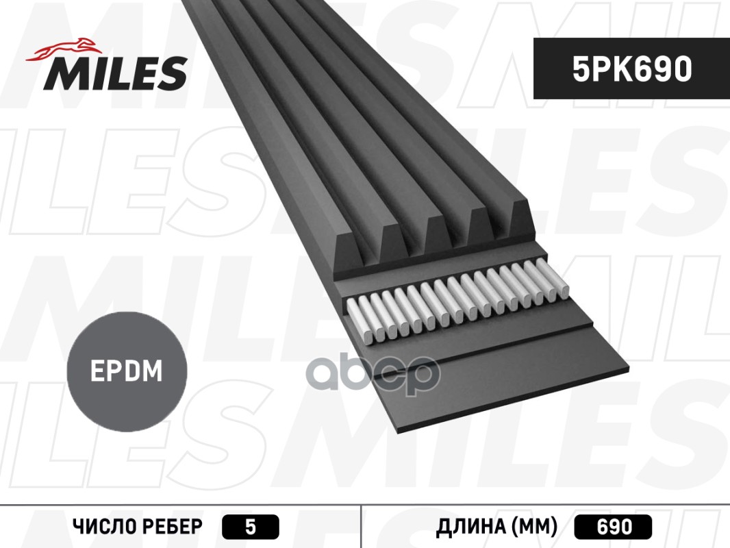 

Ремень Поликлиновой Miles арт. 5PK690
