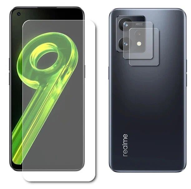 

Стекло защитное гибридное Krutoff для Realme 9 защита камеры, 2 шт 270535