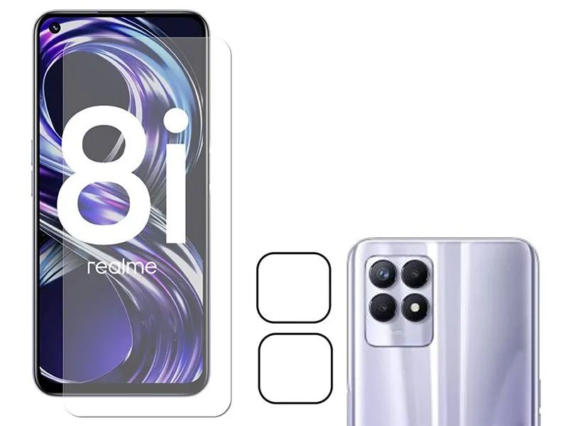 

Стекло защитное гибридное Krutoff для Realme 8i защита камеры, 2 шт 270534