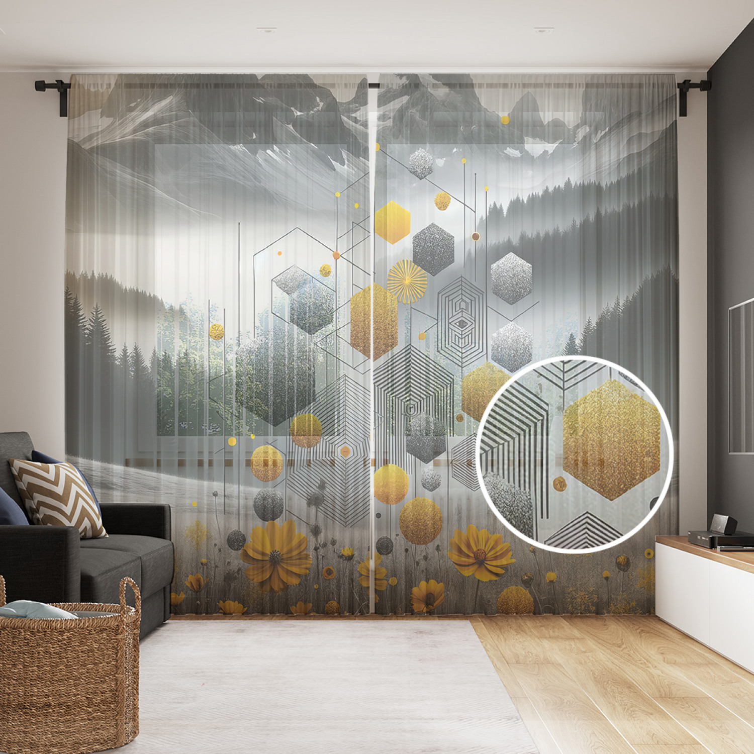 

Тюль JoyArty Туманный цветок 290x265, tul_sd1035_145x265