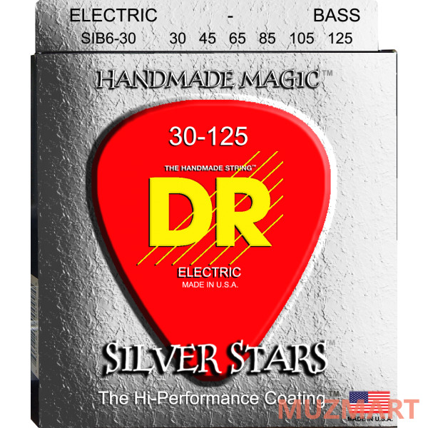 фото Dr sib6-30 silver stars струны для 6-струнной бас-гитары