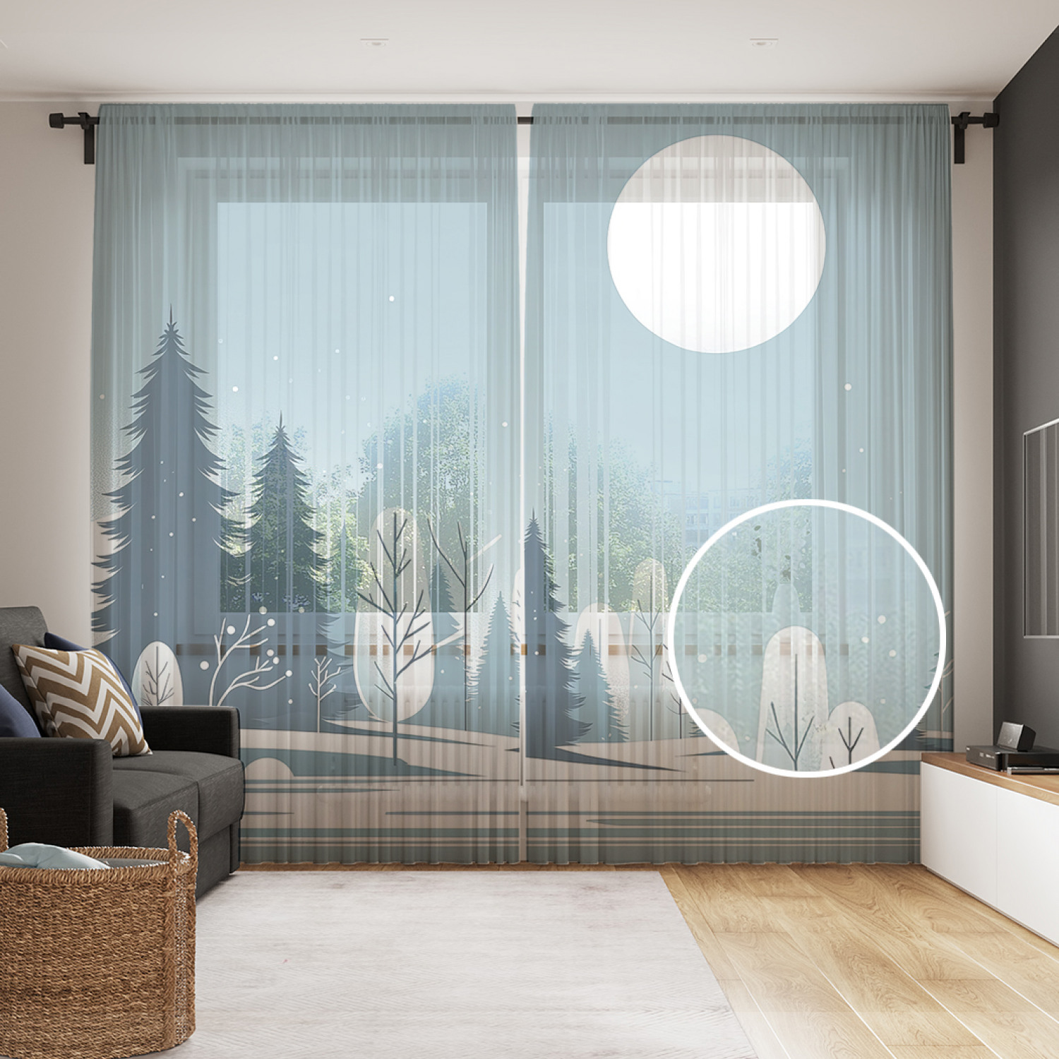 

Тюль JoyArty Зимнее утро 290x265, tul_sd1001_145x265