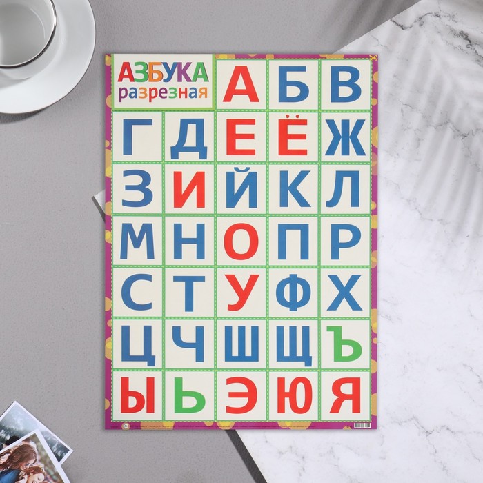 фото Плакат "азбука разрезная" азбука мир открыток