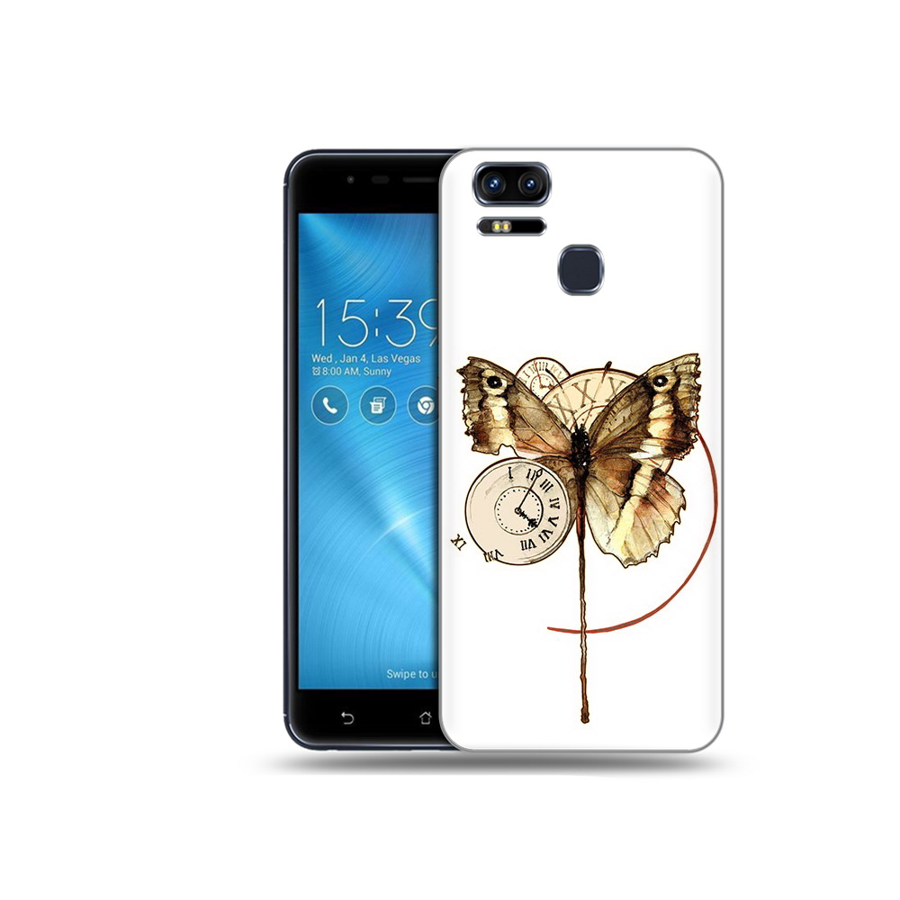 

Чехол MyPads Tocco для Asus ZenFone 3 старинные часы с бабочкой (PT51214.656.622), Прозрачный, Tocco