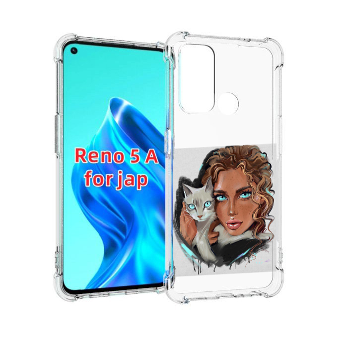 

Чехол MyPads девушка-с-котом-голубые-глаза женский для Oppo Reno 5A, Прозрачный, Tocco