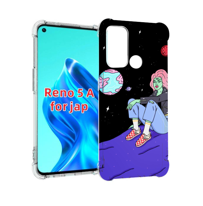 

Чехол MyPads девушка-на-луне-мультик для Oppo Reno 5A, Прозрачный, Tocco