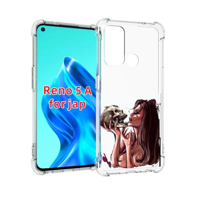 

Чехол MyPads девушка-модель-с-черепом для Oppo Reno 5A, Прозрачный, Tocco