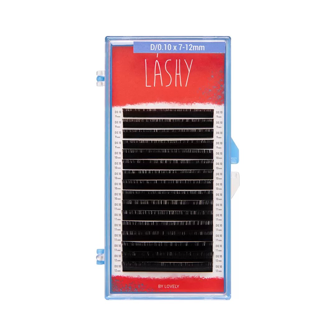 Ресницы Lashy Lovely чёрные 16 линий C 0.10 7-12 мм ресницы на ленте lovely mini фиолетовые d 0 10 7 11 mm 6 линий