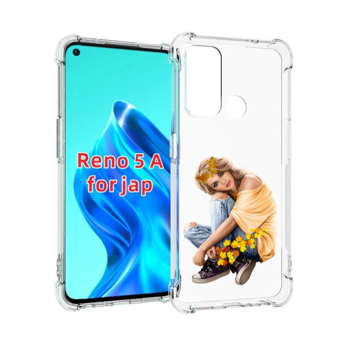 

Чехол MyPads девушка-в-цветочками женский для Oppo Reno 5A, Прозрачный, Tocco