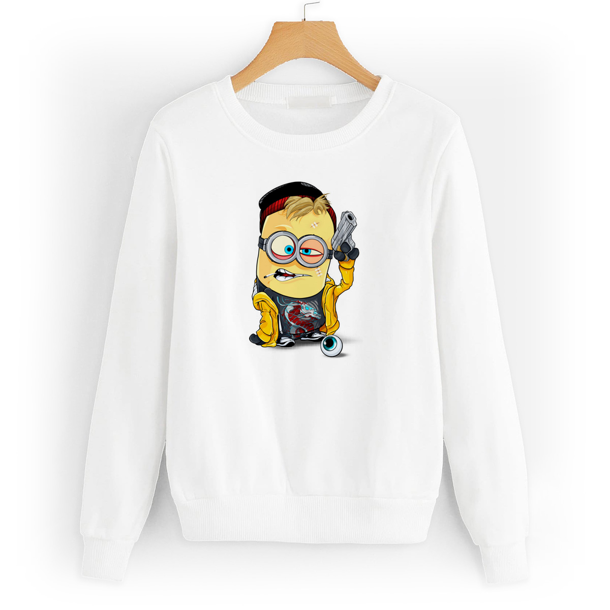 

Свитшот белый CoolPodarok Миньен с пистолетом, 2W015700