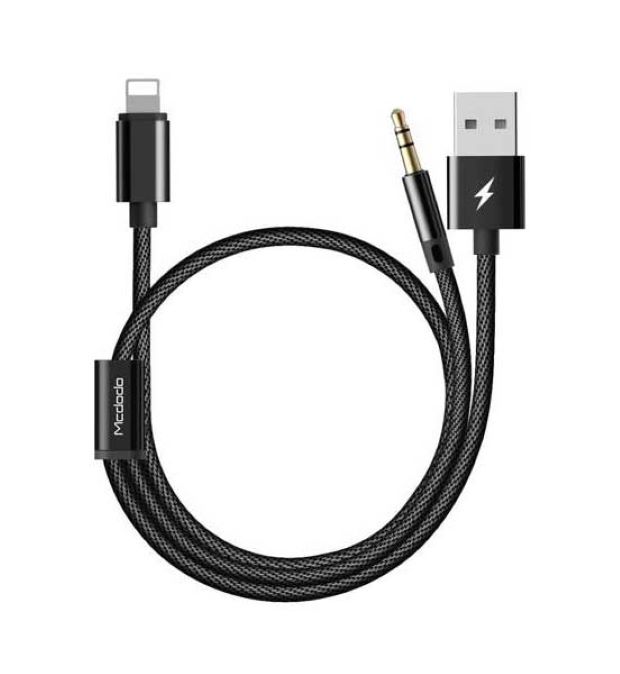 Кабель Mcdodo 2 в 1 USB - Lightning + 3,5 мм, 1,2 метра, чёрный