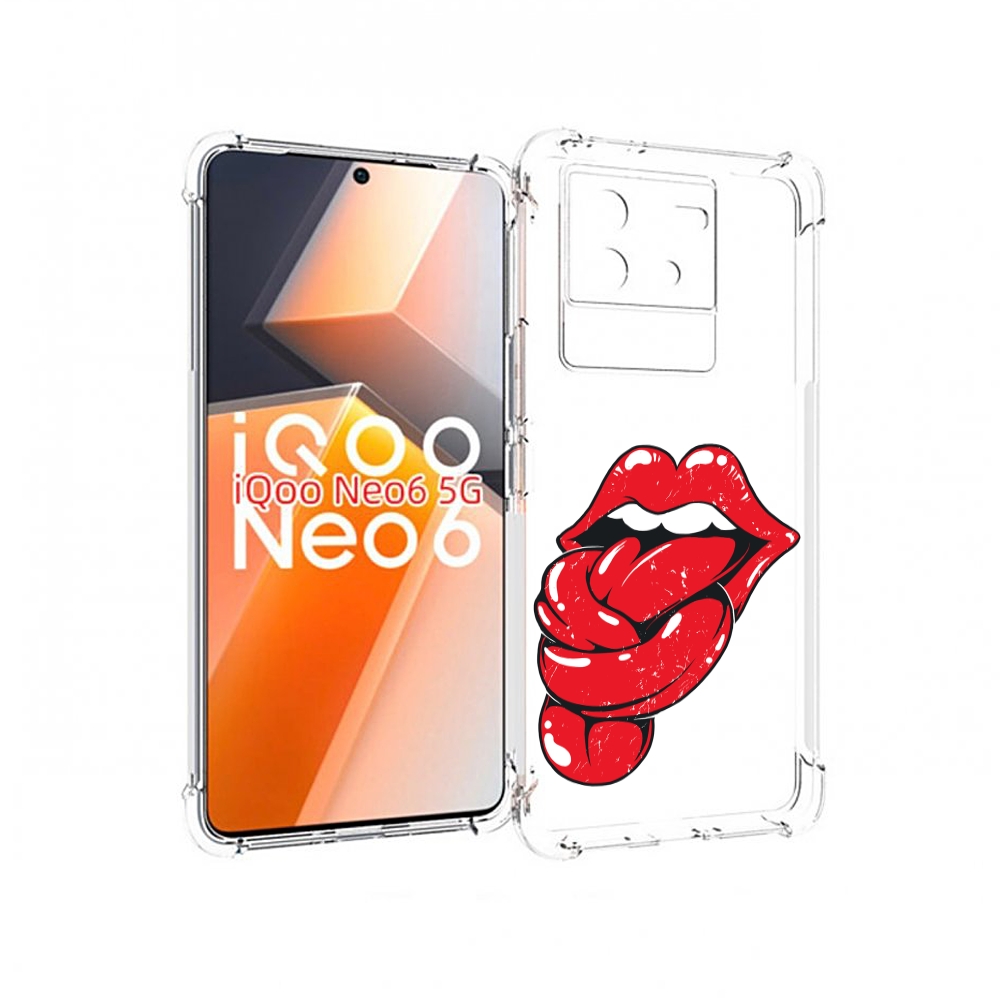 

Чехол MyPads яркие губы с языком для Vivo iQoo Neo 6 5G, Прозрачный, Tocco