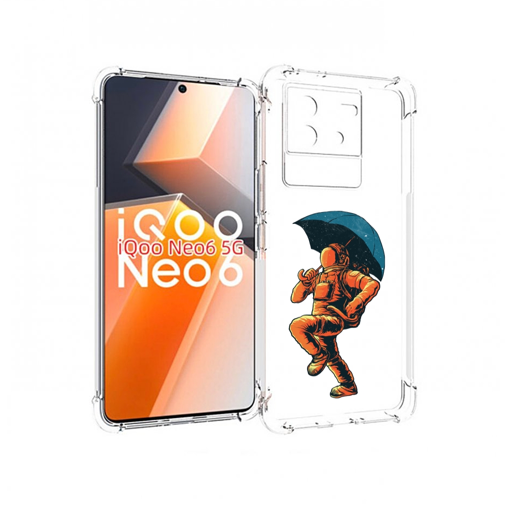 

Чехол MyPads шагающий космонавт с зонтом для Vivo iQoo Neo 6 5G, Прозрачный, Tocco