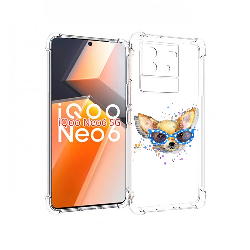 

Чехол MyPads чихуа-хуа в очках для Vivo iQoo Neo 6 5G, Прозрачный, Tocco