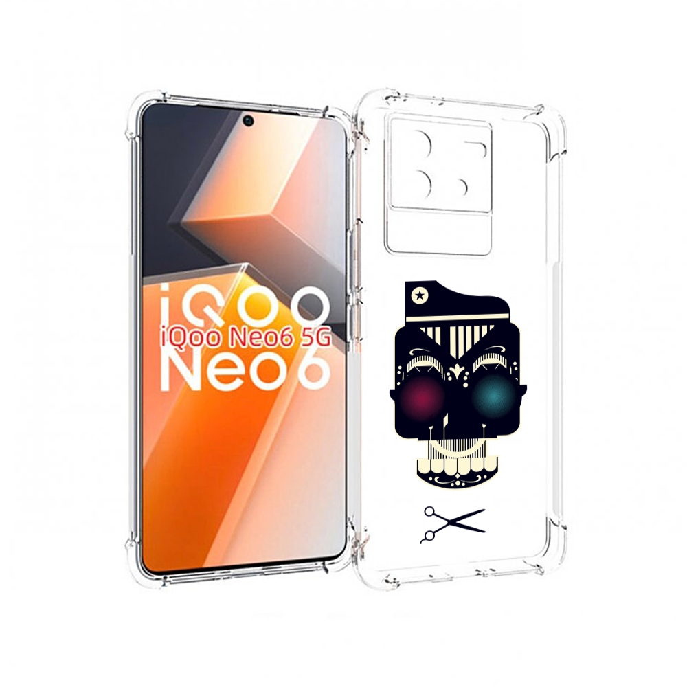 

Чехол MyPads черно белый скелет с яркими глазами для Vivo iQoo Neo 6 5G, Прозрачный, Tocco