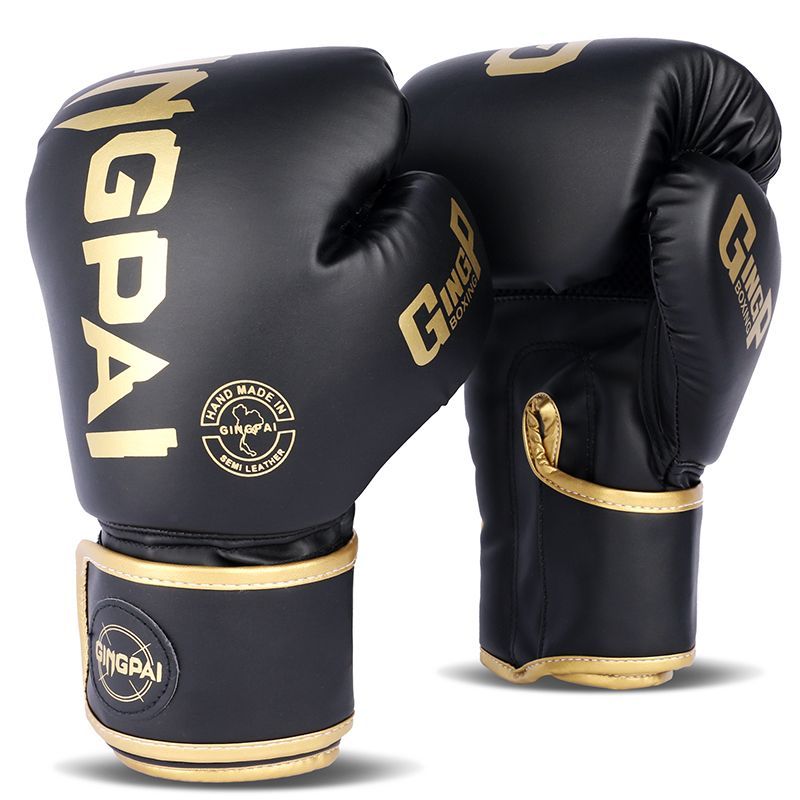 Перчатки для бокса Gingpai Scorpio черно-золотые 8 oz