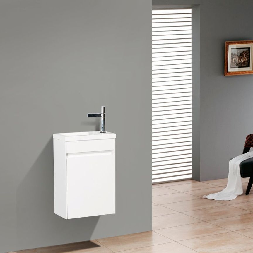 

Тумба с раковиной BelBagno Pietra Mini 40 L bianco lucido, Белый