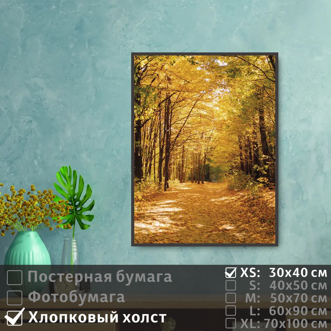 

Постер на холсте ПолиЦентр Тропинка в осеннем лесу 30х40 см, ТропинкаВОсеннемЛесу