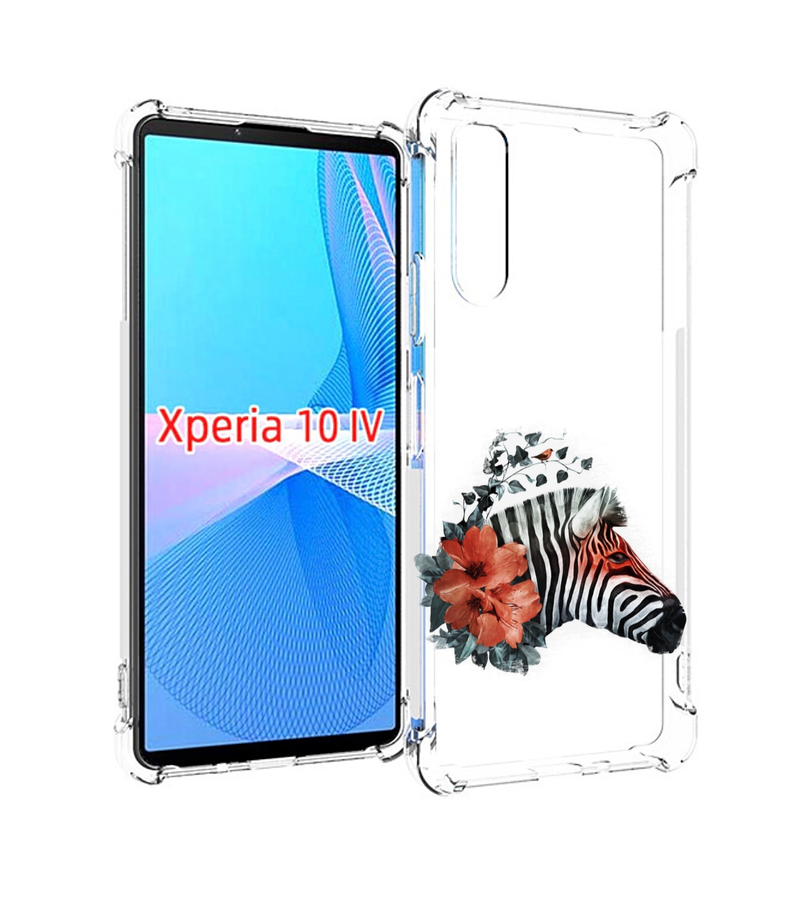 

Чехол MyPads Зебра с цветами для Sony Xperia 10 IV (10-4), Прозрачный, Tocco