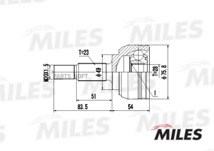 

Шрус Miles Ga20386 Шрус Renault Clio 1.2 04- Нар.(Abs) Miles арт. GA20386
