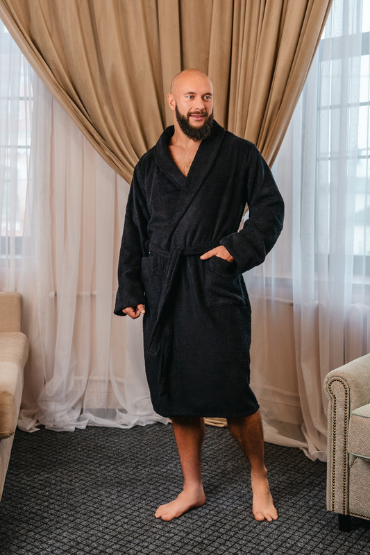 

Халат мужской Bio-Textiles IFMIMH черный 44-46 RU, IFMIMH