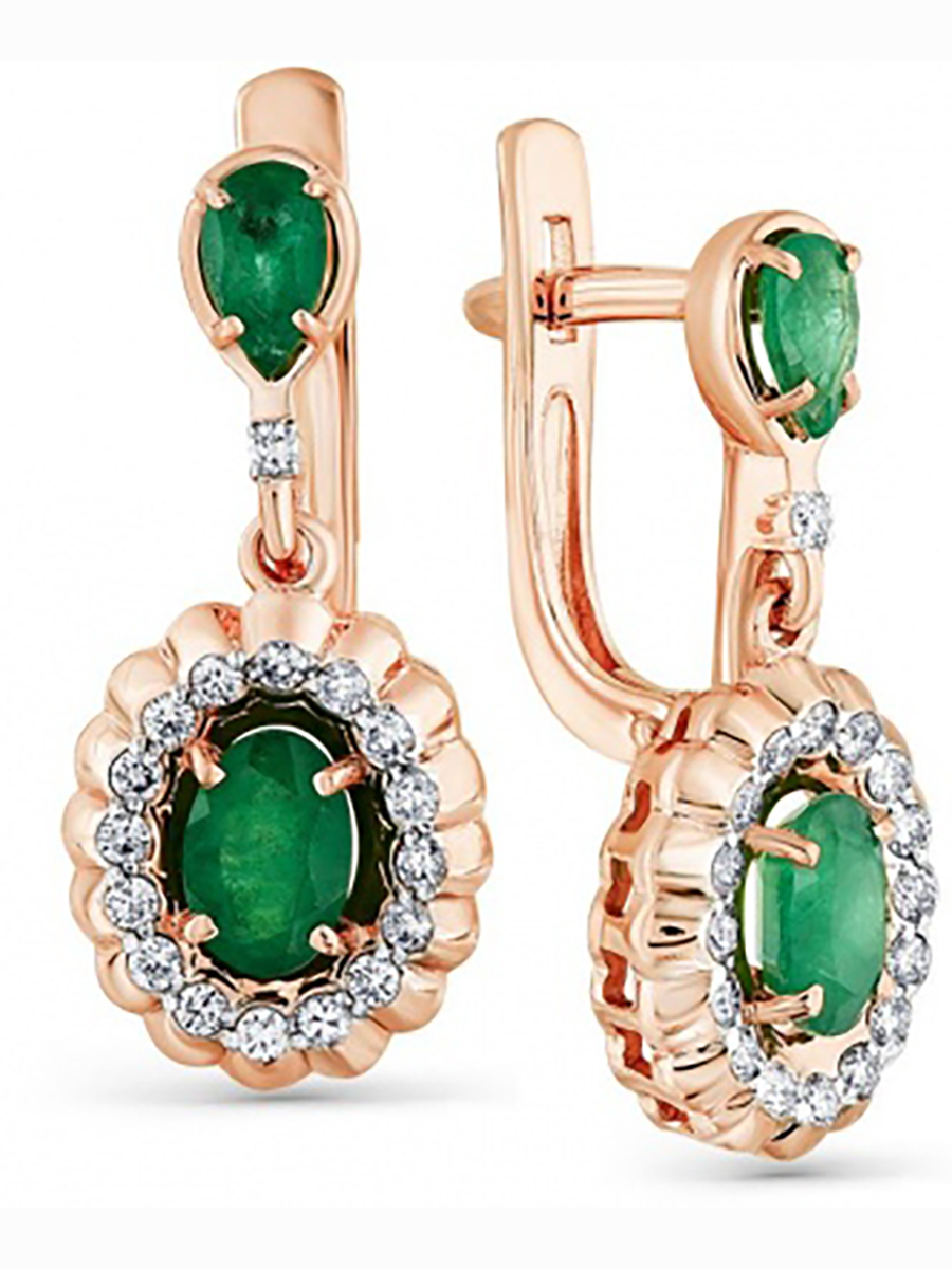 

Серьги из красного золота с изумрудами и бриллиантами Master Brilliant 2-107852-00-01, 2-107852-00-01