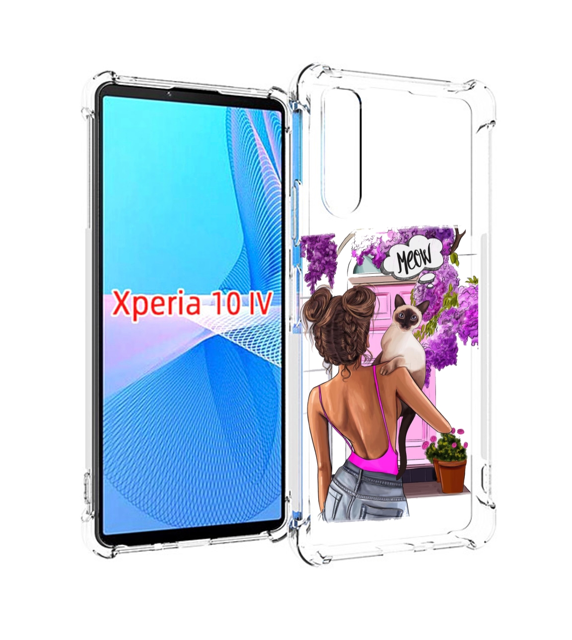 

Чехол MyPads Девушка-с-котиком женский для Sony Xperia 10 IV (10-4), Прозрачный, Tocco