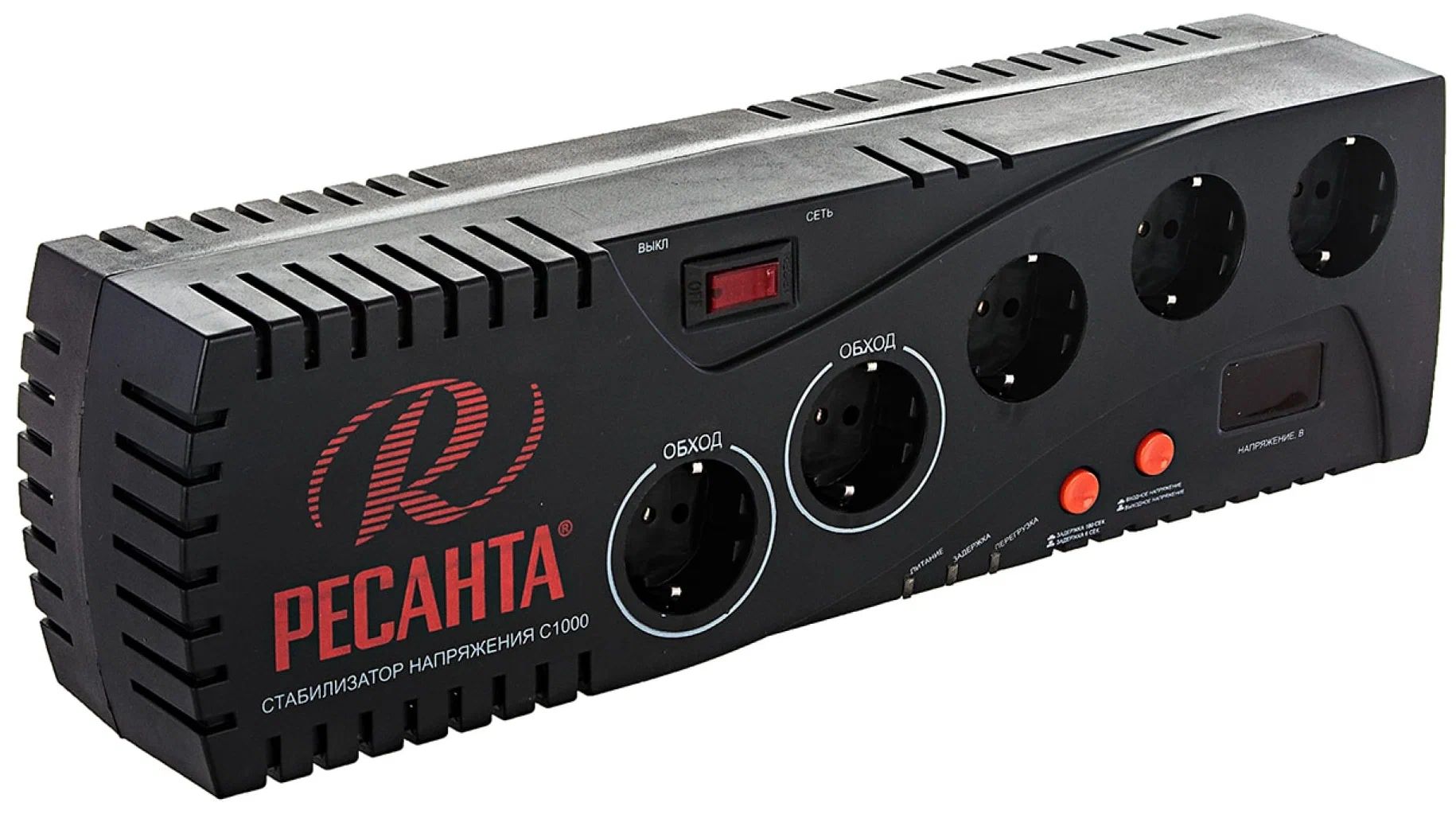 

Ресанта С-1000 63/6/32 Стабилизатор {5 розеток -(3/2), 750 Вт, 220В±8% + защита RJ11