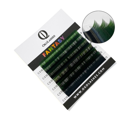 

Ресницы Oko Lashes Professional Fantasy мини Ombre черно-зеленый L 0.07 7-12 mix