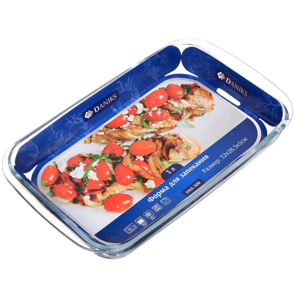 

Форма для запекания стекло, 23.8х39х5 см, 3 л, прямоугольная, Daniks, DNX-30R, Прозрачный
