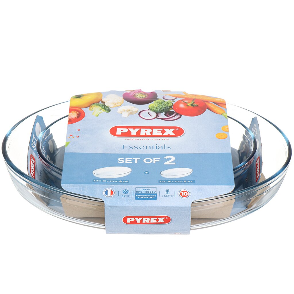 

Форма для запекания стекло, 2 шт, 30х21, 40х27 см, овальная, Pyrex, 912S757, Прозрачный